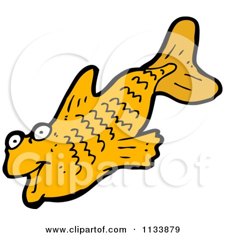 Cartoon Of An Orange Fish - Royalty Free Vector Clipart by lineartestpilot