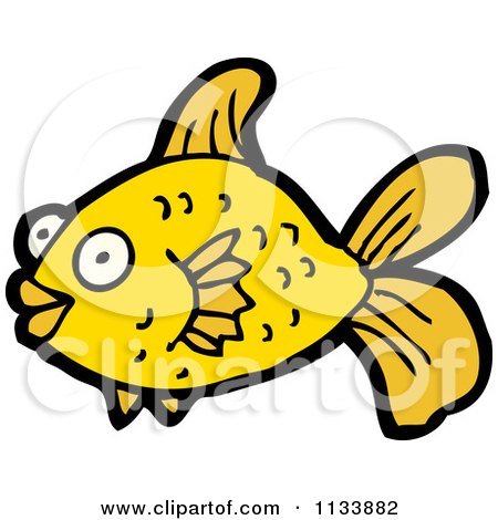 Cartoon Of A Gold Fish 4 - Royalty Free Vector Clipart by lineartestpilot
