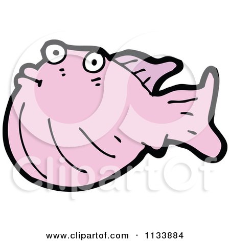 Cartoon Of A Pink Fish - Royalty Free Vector Clipart by lineartestpilot