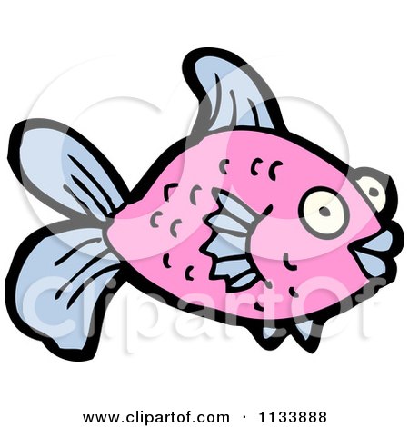 Cartoon Of A Pink Fish 2 - Royalty Free Vector Clipart by lineartestpilot