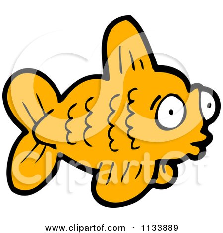 Cartoon Of A Gold Fish 5 - Royalty Free Vector Clipart by lineartestpilot