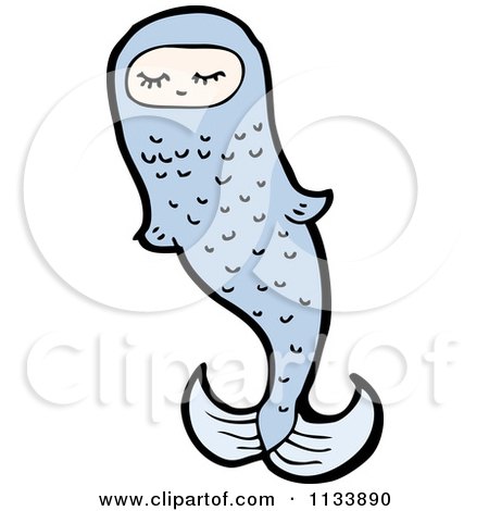 Cartoon Of A Blue Koi Fish - Royalty Free Vector Clipart by lineartestpilot
