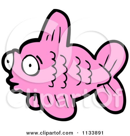 Cartoon Of A Pink Fish 1 - Royalty Free Vector Clipart by lineartestpilot