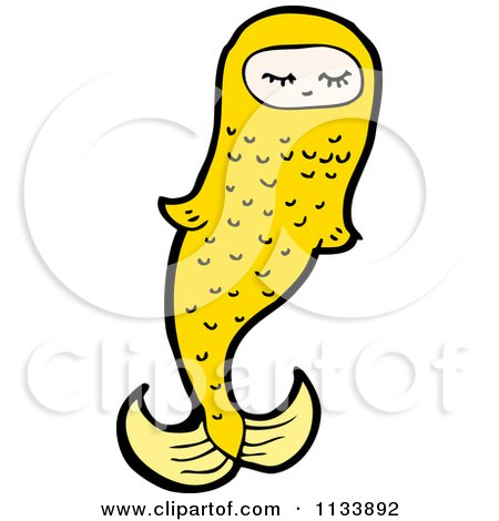 Cartoon Of A Yellow Koi Fish - Royalty Free Vector Clipart by lineartestpilot