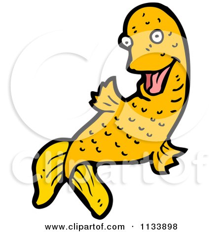 Cartoon Of An Orange Koi Fish - Royalty Free Vector Clipart by lineartestpilot