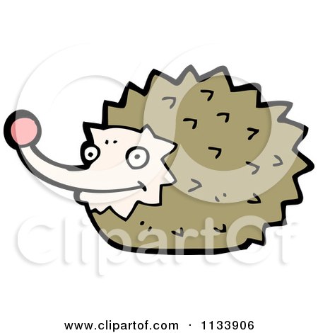 Cartoon Of A Brown Hedgehog - Royalty Free Vector Clipart by lineartestpilot