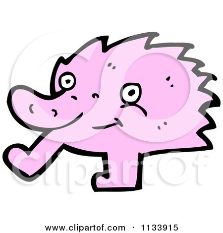 Cartoon Of A Pink Monster - Royalty Free Vector Clipart by lineartestpilot