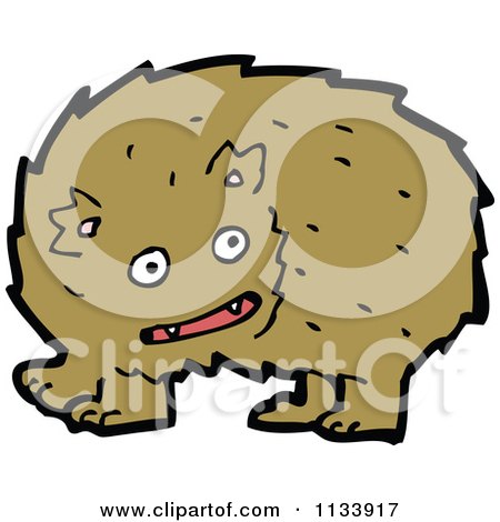 Cartoon Of A Hairy Beast Monster 1 - Royalty Free Vector Clipart by lineartestpilot