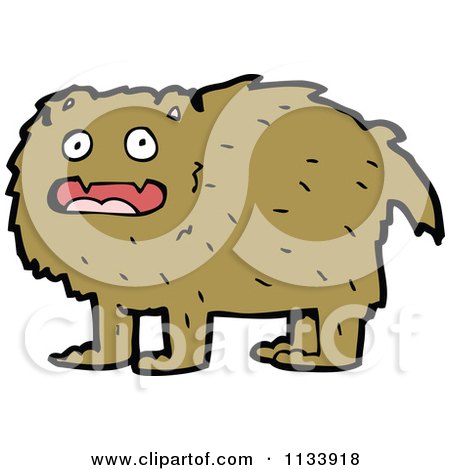 Cartoon Of A Hairy Beast Monster 6 - Royalty Free Vector Clipart by lineartestpilot