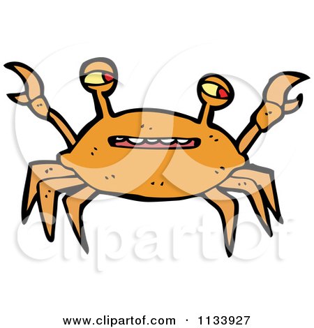 Cartoon Of An Orange Crab - Royalty Free Vector Clipart by lineartestpilot