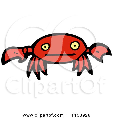 Cartoon Of A Red Crab - Royalty Free Vector Clipart by lineartestpilot