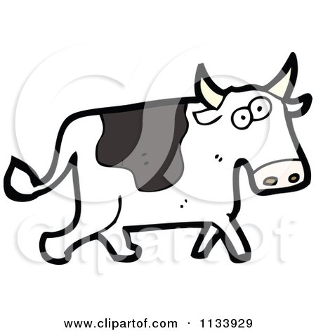 Cartoon Of A Cow - Royalty Free Vector Clipart by lineartestpilot