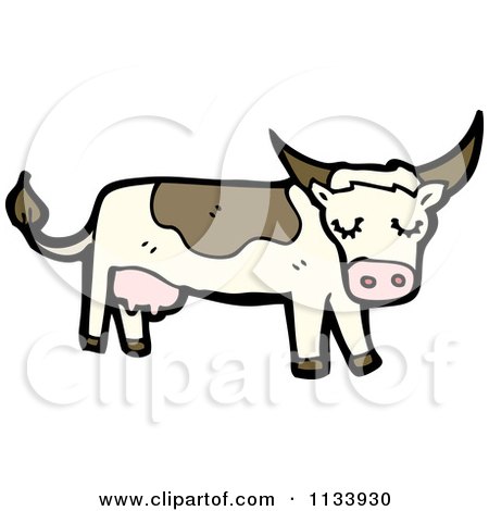 Cartoon Of A Farm Cow - Royalty Free Vector Clipart by lineartestpilot