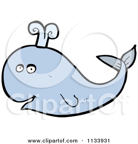 Cartoon Of A Spouting Whale - Royalty Free Vector Clipart by lineartestpilot