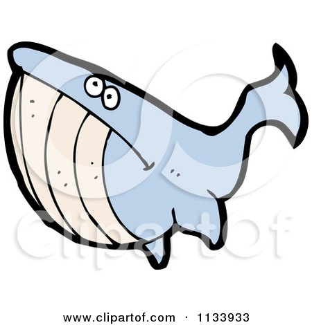 Cartoon Of A Blue Whale - Royalty Free Vector Clipart by lineartestpilot