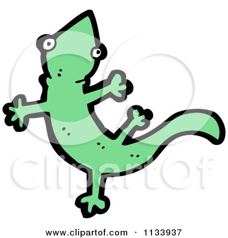 Cartoon Of A Green Gecko - Royalty Free Vector Clipart by lineartestpilot
