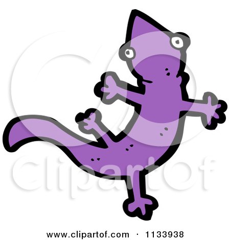 Cartoon Of A Purple Gecko - Royalty Free Vector Clipart by lineartestpilot