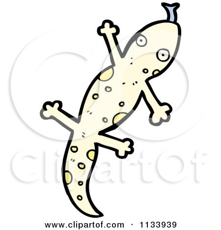 Cartoon Of A Spotted White Gecko - Royalty Free Vector Clipart by lineartestpilot