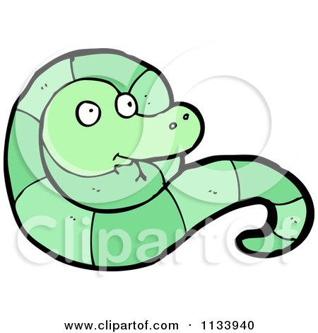Cartoon Of A Green Snake 10 - Royalty Free Vector Clipart by lineartestpilot
