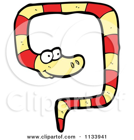 Cartoon Of A Red And Yellow Snake 12 - Royalty Free Vector Clipart by lineartestpilot