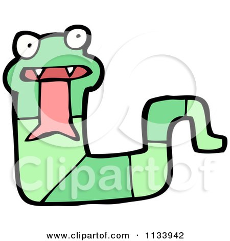 Cartoon Of A Green Snake 8 - Royalty Free Vector Clipart by lineartestpilot