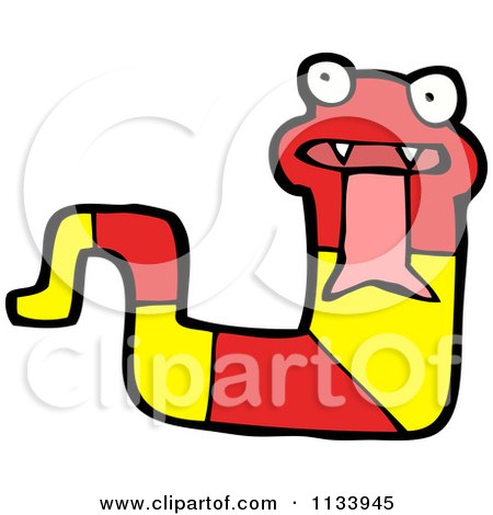 Cartoon Of A Red And Yellow Snake 13 - Royalty Free Vector Clipart by lineartestpilot