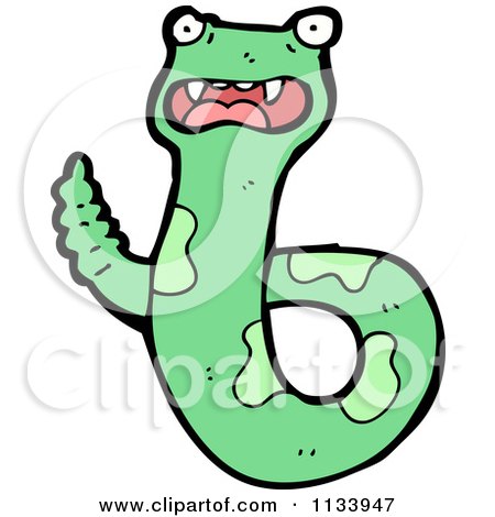 Cartoon Of A Green Snake 15 - Royalty Free Vector Clipart by lineartestpilot