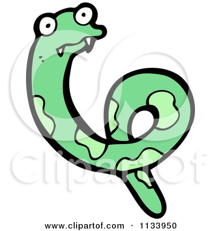 Cartoon Of A Green Snake 14 - Royalty Free Vector Clipart by lineartestpilot