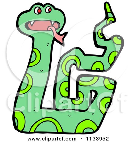 Cartoon Of A Green Snake 11 - Royalty Free Vector Clipart by lineartestpilot