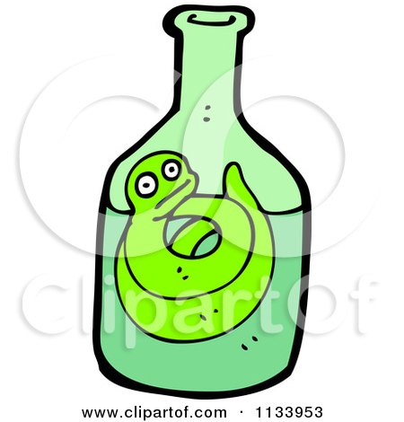 Cartoon Of A Green Snake In A Bottle 1 - Royalty Free Vector Clipart by lineartestpilot