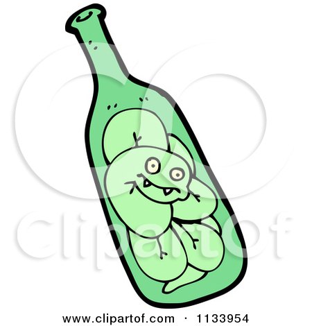 Cartoon Of A Green Snake In A Bottle 2 - Royalty Free Vector Clipart by lineartestpilot