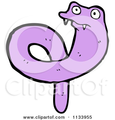Cartoon Of A Purple Snake - Royalty Free Vector Clipart by lineartestpilot