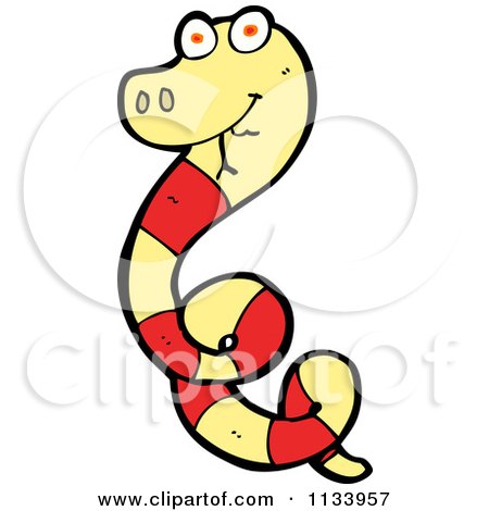 Cartoon Of A Red And Yellow Snake 11 - Royalty Free Vector Clipart by lineartestpilot