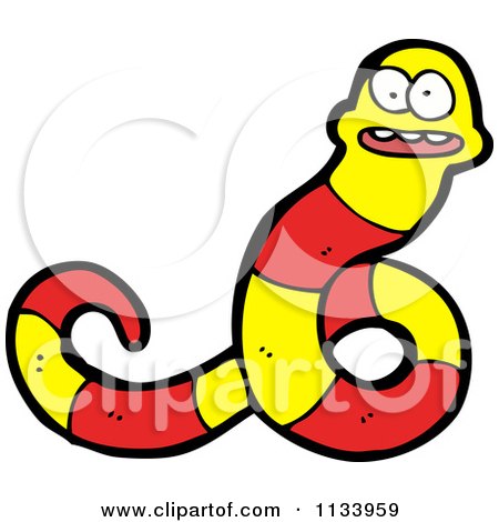 Cartoon Of A Red And Yellow Snake 16 - Royalty Free Vector Clipart by lineartestpilot