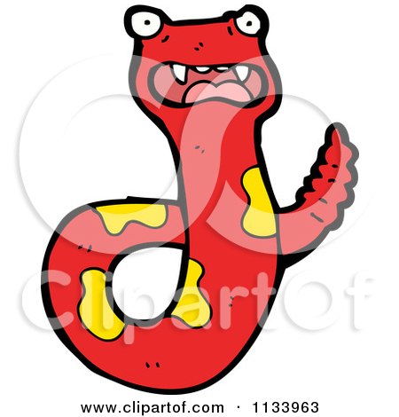 Cartoon Of A Scared Red And Yellow Snake 3 - Royalty Free Vector Clipart by lineartestpilot