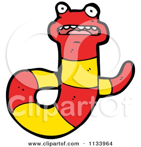Cartoon Of A Scared Red And Yellow Snake 4 - Royalty Free Vector Clipart by lineartestpilot
