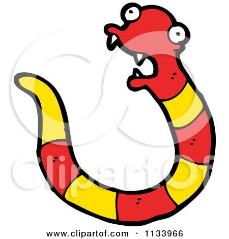 Cartoon Of A Scared Red And Yellow Snake 2 - Royalty Free Vector Clipart by lineartestpilot