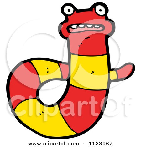Cartoon Of A Scared Red And Yellow Snake 5 - Royalty Free Vector Clipart by lineartestpilot