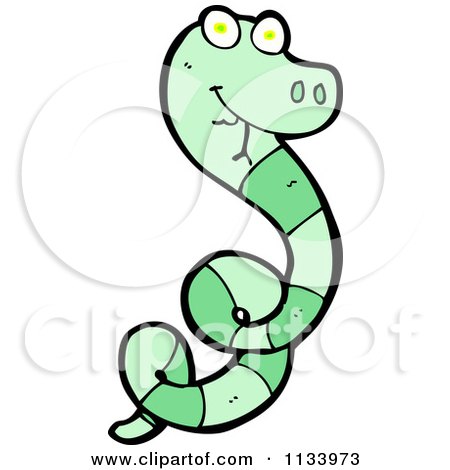 Cartoon Of A Green Snake 1 - Royalty Free Vector Clipart by lineartestpilot