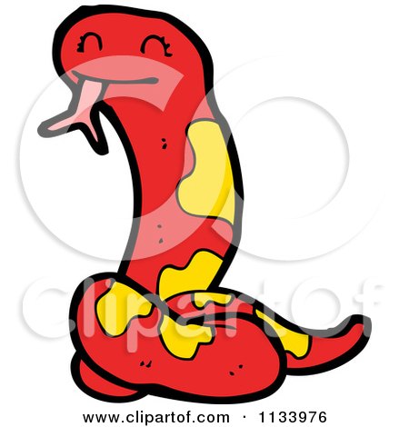 Cartoon Of A Red And Yellow Snake - Royalty Free Vector Clipart by lineartestpilot