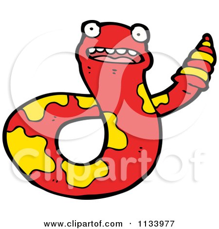 Cartoon Of A Red And Yellow Snake 1 - Royalty Free Vector Clipart by lineartestpilot