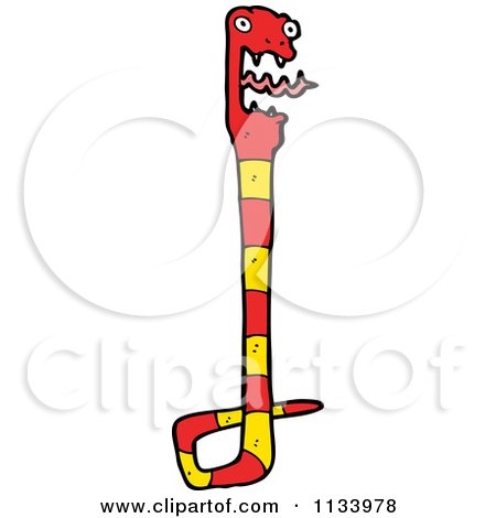 Cartoon Of A Scared Red And Yellow Snake 1 - Royalty Free Vector Clipart by lineartestpilot