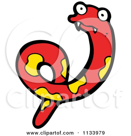 Cartoon Of A Red And Yellow Snake 2 - Royalty Free Vector Clipart by lineartestpilot