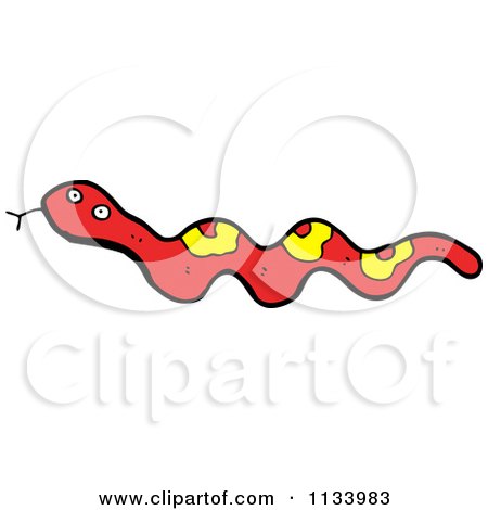 Cartoon Of A Red Snake - Royalty Free Vector Clipart by lineartestpilot