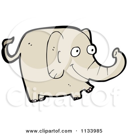 Cartoon Of A Brown Elephant 1 - Royalty Free Vector Clipart by lineartestpilot