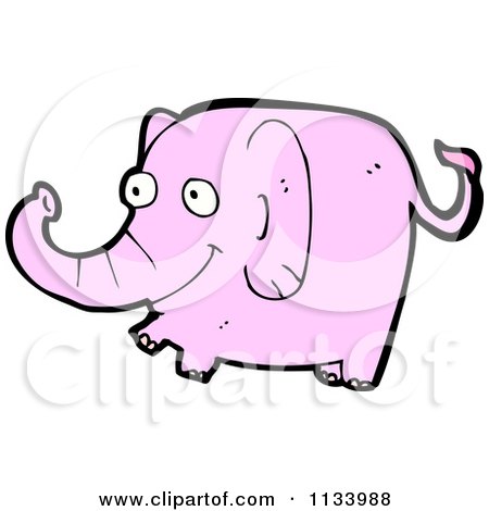Cartoon Of A Pink Elephant 1 - Royalty Free Vector Clipart by lineartestpilot