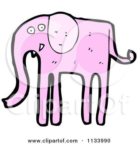 Cartoon Of A Pink Elephant 6 - Royalty Free Vector Clipart by lineartestpilot