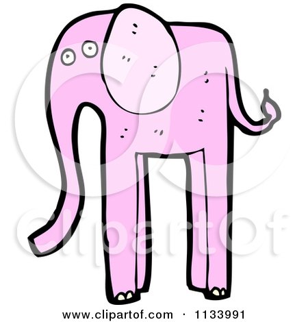 Cartoon Of A Pink Elephant 7 - Royalty Free Vector Clipart by lineartestpilot