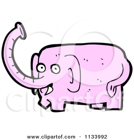 Cartoon Of A Pink Elephant 3 - Royalty Free Vector Clipart by lineartestpilot
