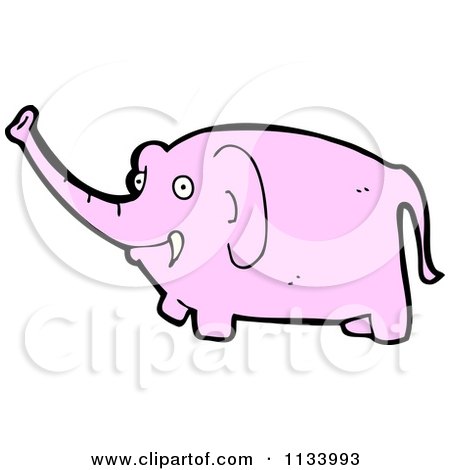 Cartoon Of A Pink Elephant 4 - Royalty Free Vector Clipart by lineartestpilot